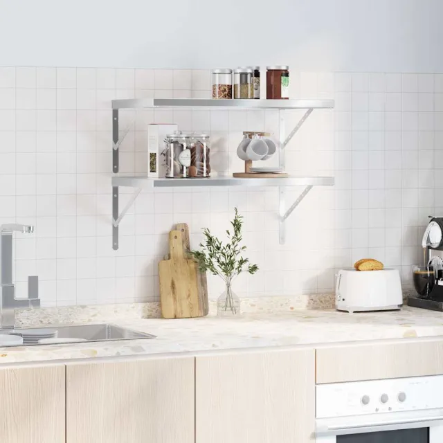 Étagères murales 2 pcs 75x40 cm argenté acier inoxydable