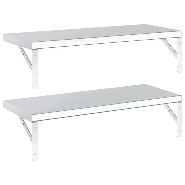 Étagères murales 2 pcs 75x30 cm argenté acier inoxydable