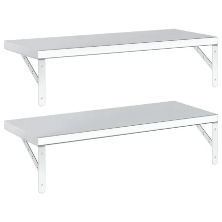 Étagères murales 2 pcs 75x30 cm argenté acier inoxydable