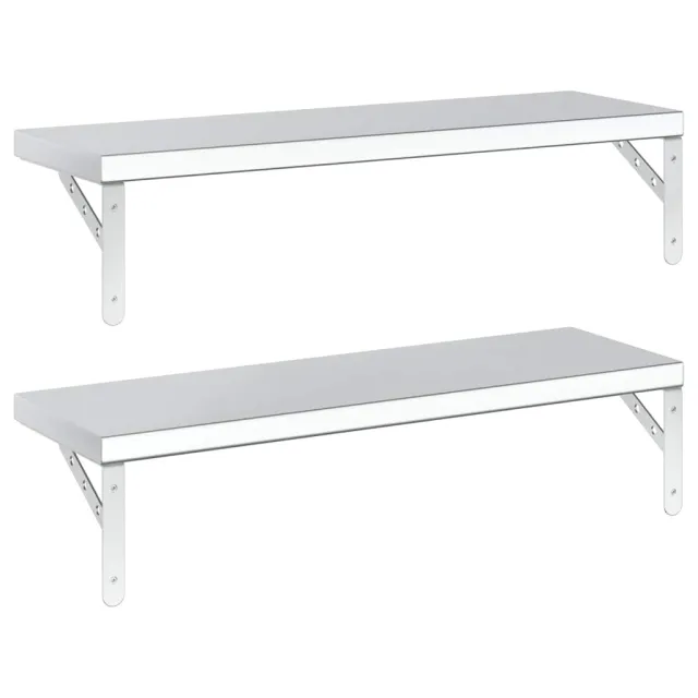 Étagères murales 2 pcs 75x23,5 cm argenté acier inoxydable