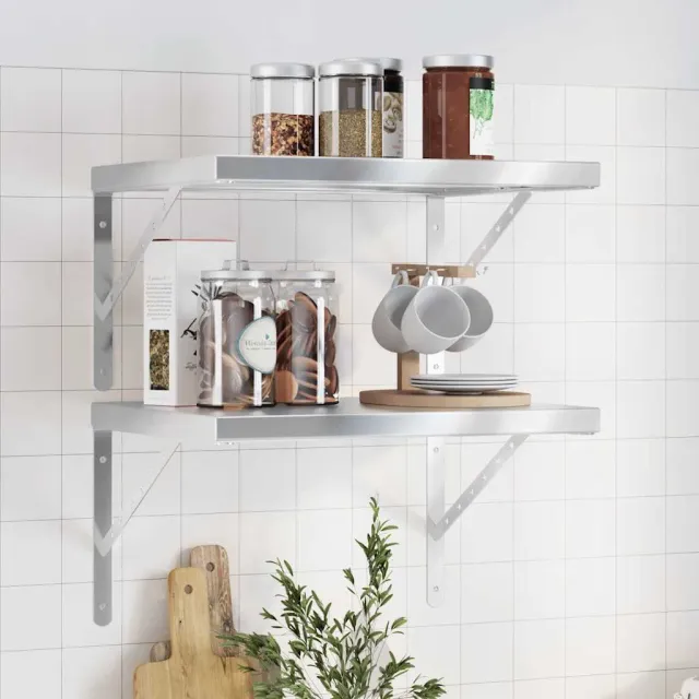 Étagères murales 2 pcs 50x40 cm argenté acier inoxydable