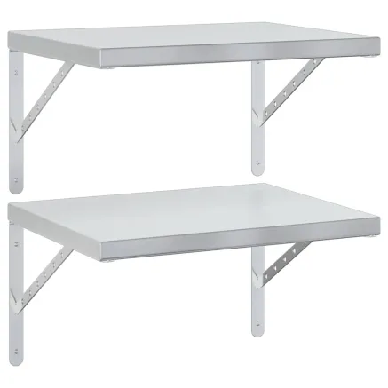 Étagères murales 2 pcs 50x40 cm argenté acier inoxydable 2