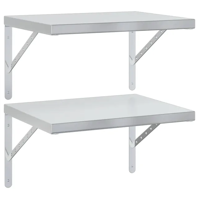 Étagères murales 2 pcs 50x40 cm argenté acier inoxydable