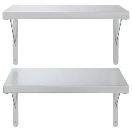 Étagères murales 2 pcs 50x40 cm argenté acier inoxydable