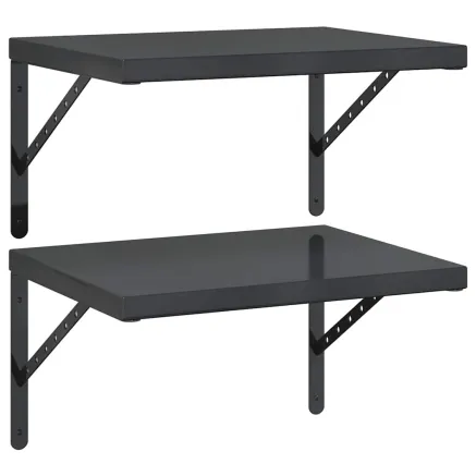 Étagères murales 2 pcs 50x40 cm noir acier inoxydable 2