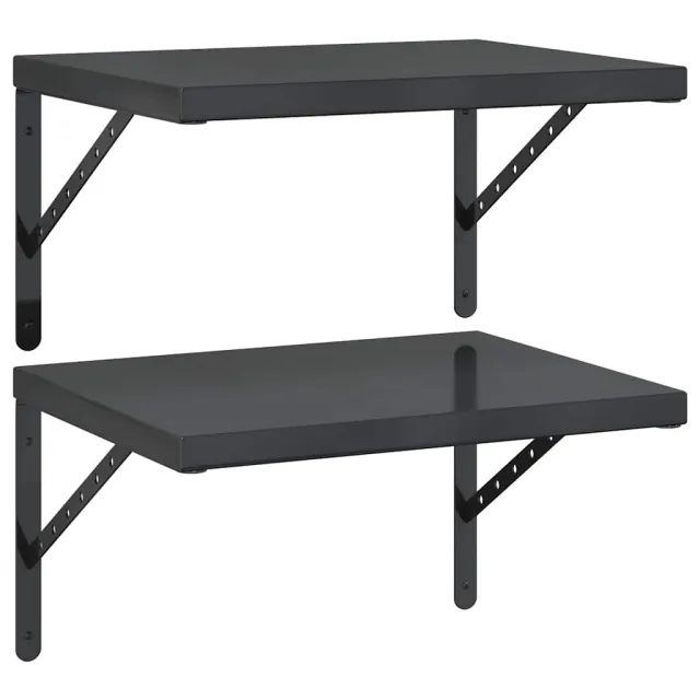 Étagères murales 2 pcs 50x40 cm noir acier inoxydable