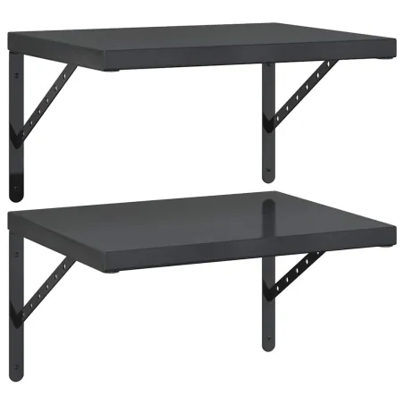 Étagères murales 2 pcs 50x40 cm noir acier inoxydable