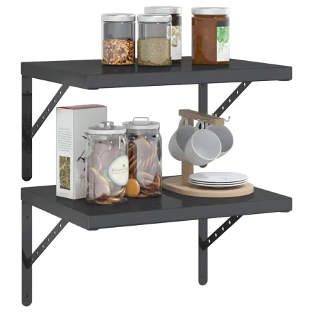 Étagères murales 2 pcs 50x40 cm noir acier inoxydable