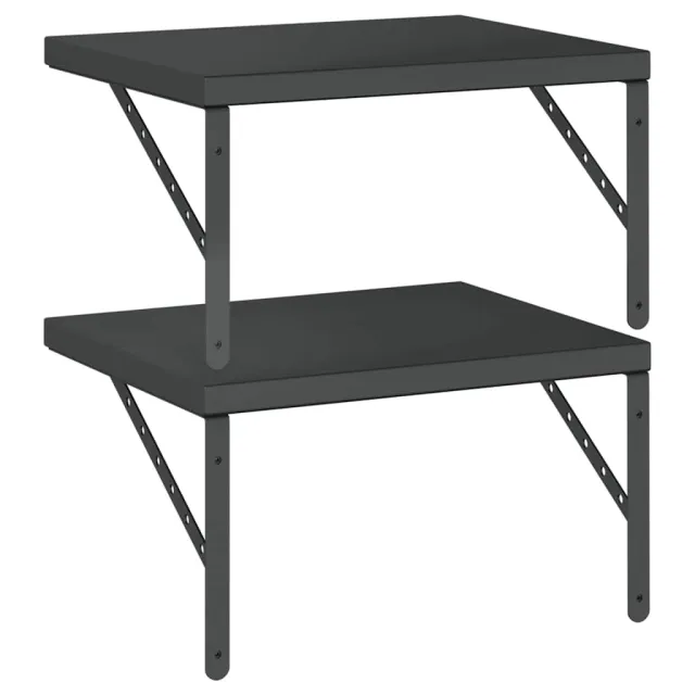 Étagères murales 2 pcs 50x40 cm noir acier inoxydable