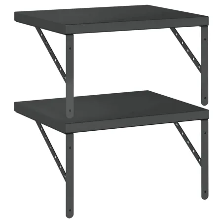 Étagères murales 2 pcs 50x40 cm noir acier inoxydable