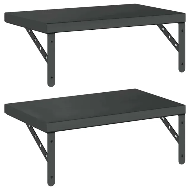 Étagères murales 2 pcs 50x30 cm noir acier inoxydable