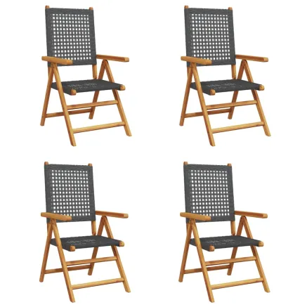 Chaises inclinables de jardin lot de 4 noir rotin bois massif 2