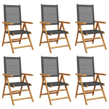 Chaises inclinables de jardin lot de 6 noir rotin bois massif