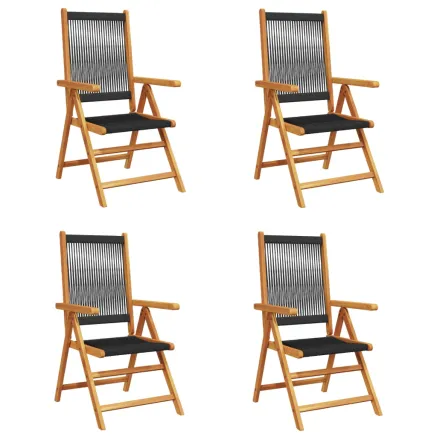 Chaises inclinables de jardin lot de 4 noir bois massif acacia 2