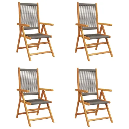 Chaises inclinables de jardin lot de 4 gris bois massif acacia 2