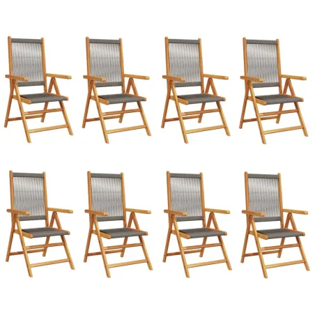 Chaises inclinables de jardin lot de 8 gris bois massif acacia