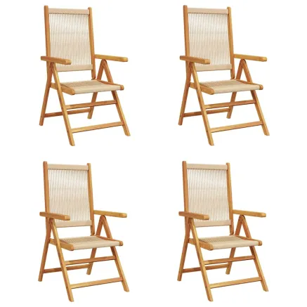 Chaises inclinables de jardin lot de 4 beige bois massif acacia 2