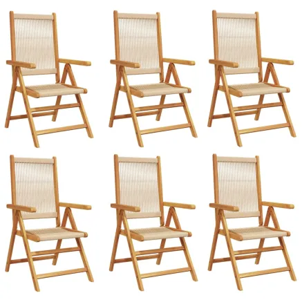 Chaises inclinables de jardin lot de 6 beige bois massif acacia 2