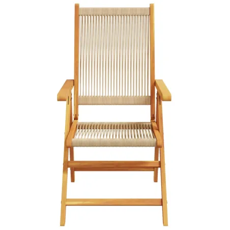 Chaises inclinables de jardin lot de 6 beige bois massif acacia