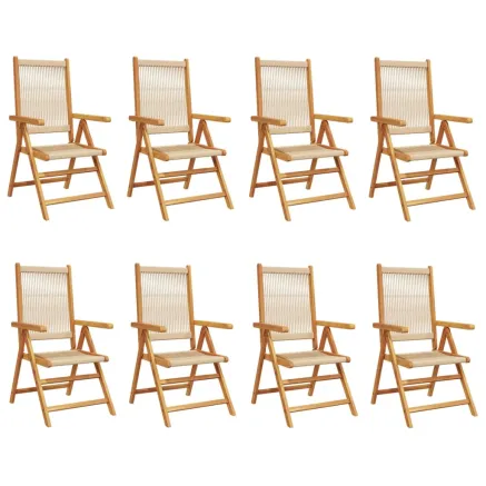 Chaises inclinables de jardin lot de 8 beige bois massif acacia 2