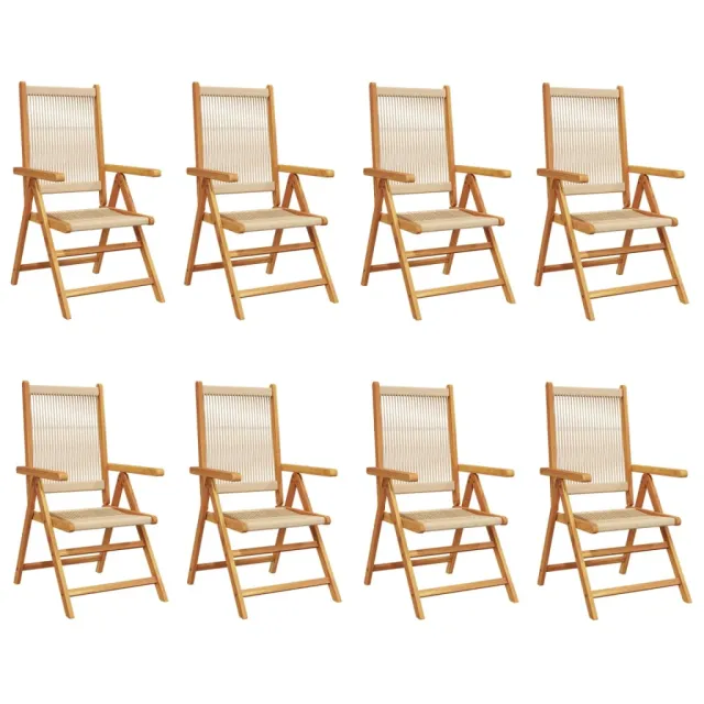 Chaises inclinables de jardin lot de 8 beige bois massif acacia