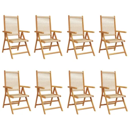Chaises inclinables de jardin lot de 8 beige bois massif acacia