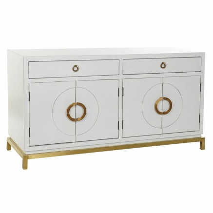 Buffet DKD Home Decor Kamakura Blanc Doré Métal Peuplier 150 x 50 x