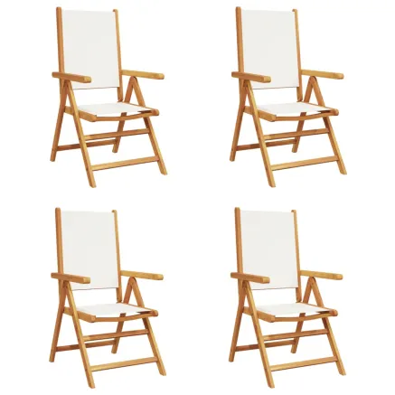 Chaises inclinables de jardin lot de 4 tissu et bois massif 2