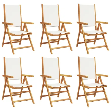 Chaises inclinables de jardin lot de 6 tissu et bois massif 2