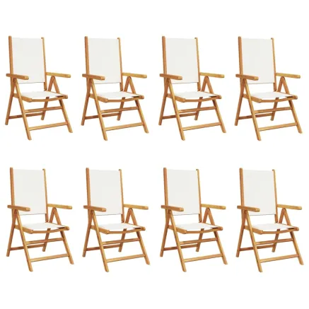 Chaises inclinables de jardin lot de 8 tissu et bois massif 2