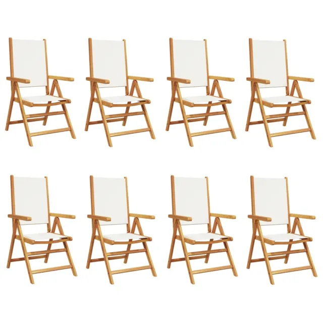 Chaises inclinables de jardin lot de 8 tissu et bois massif