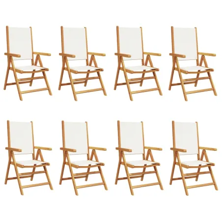Chaises inclinables de jardin lot de 8 tissu et bois massif