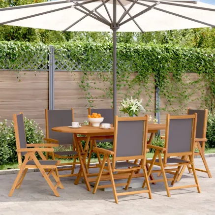 Chaises inclinables de jardin lot de 6 tissu et bois massif