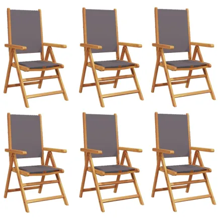 Chaises inclinables de jardin lot de 6 tissu et bois massif 2