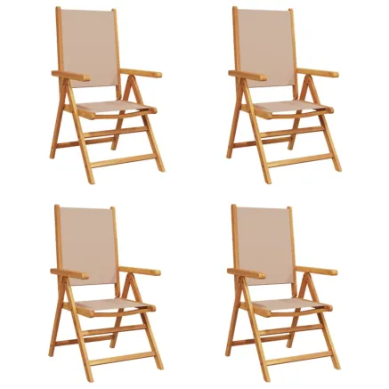 Chaises inclinables de jardin lot de 4 taupe tissu bois massif 2