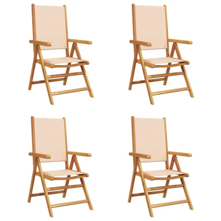 Chaises inclinables de jardin lot de 4 beige tissu bois massif 2