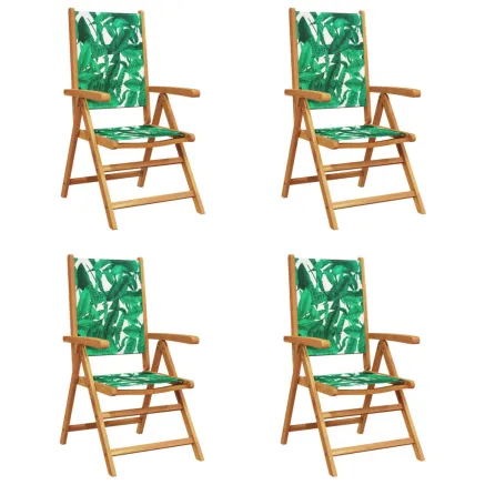 Chaises inclinables de jardin lot de 4 vert tissu bois massif 2