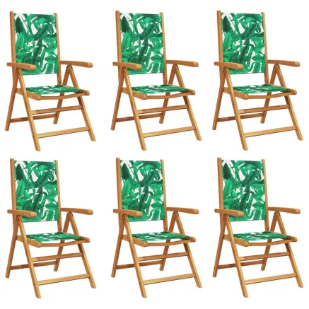Chaises inclinables de jardin lot de 6 vert tissu bois massif 2