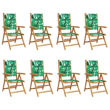 Chaises inclinables de jardin lot de 8 vert tissu bois massif 2