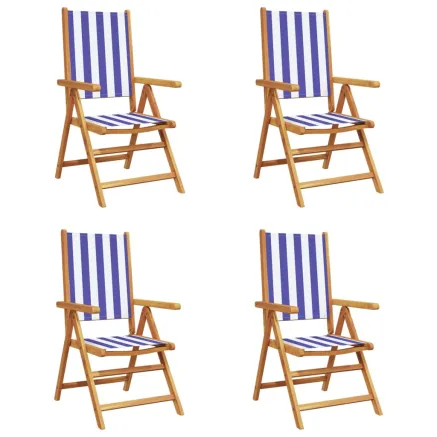 Chaises inclinables de jardin lot de 4 tissu et bois massif 2