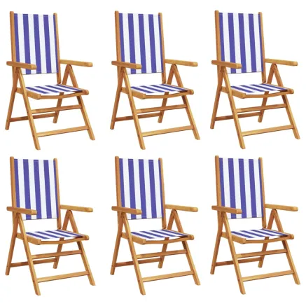 Chaises inclinables de jardin lot de 6 tissu et bois massif 2