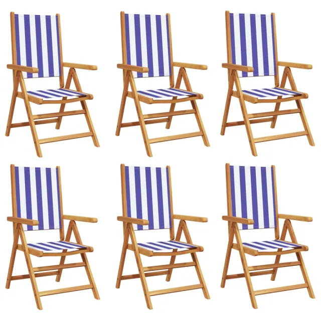 Chaises inclinables de jardin lot de 6 tissu et bois massif