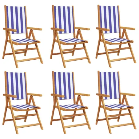 Chaises inclinables de jardin lot de 6 tissu et bois massif