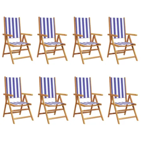 Chaises inclinables de jardin lot de 8 tissu et bois massif