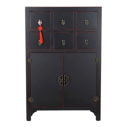 Chest of drawers DKD Home Decor Black Red Multicolour Fir MDF Wood Ori 2