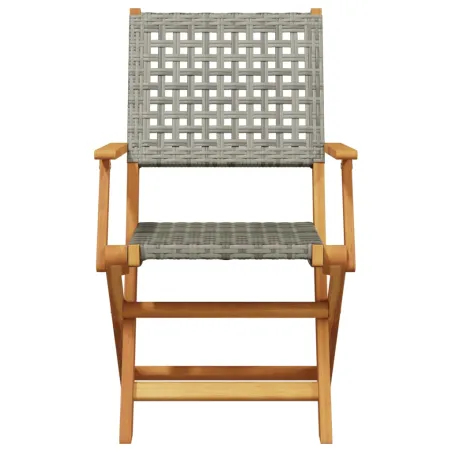 Chaises de jardin pliantes lot de 4 gris poly rotin bois massif