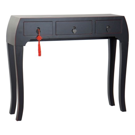Zijtafel met 3 lades DKD Home Decor Zwart 96 x 26 x 80 cm