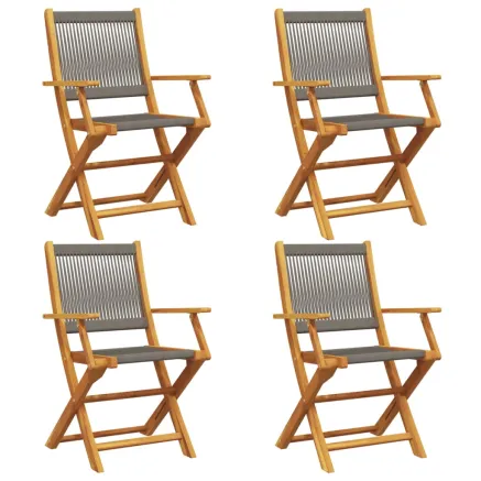 Chaises pliables de jardin 4 pcs gris bois d'acacia massif 2