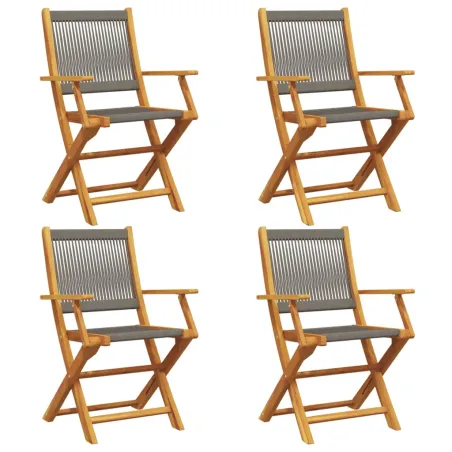 Chaises pliables de jardin 4 pcs gris bois d'acacia massif
