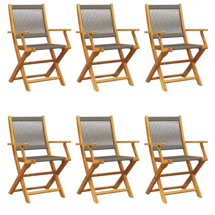 Chaises de jardin pliables lot de 6 gris bois d'acacia massif 2